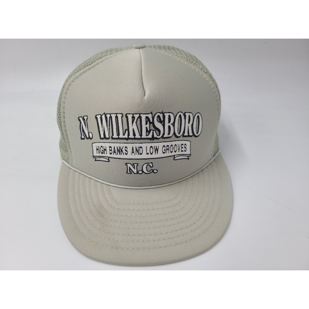 Vintage North Wilkesboro North Carolina Mesh Trucker Snapback Hat Cap Men Gray